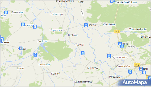 mapa Żerniki gmina Żerków, Żerniki gmina Żerków na mapie Targeo