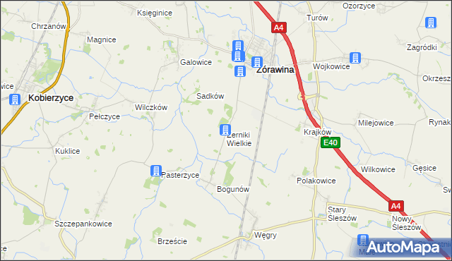 mapa Żerniki Wielkie, Żerniki Wielkie na mapie Targeo