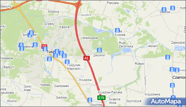 mapa Żeromin gmina Tuszyn, Żeromin gmina Tuszyn na mapie Targeo