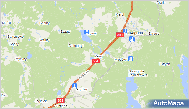 mapa Zezuj, Zezuj na mapie Targeo