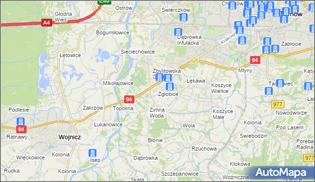 mapa Zgłobice, Zgłobice na mapie Targeo