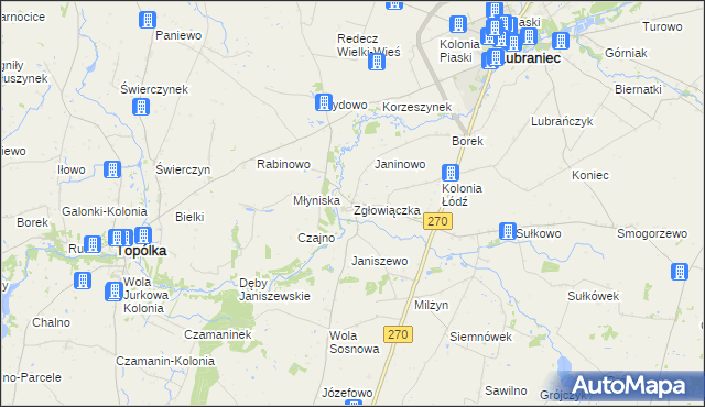 mapa Zgłowiączka, Zgłowiączka na mapie Targeo