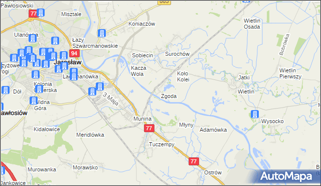 mapa Zgoda gmina Jarosław, Zgoda gmina Jarosław na mapie Targeo