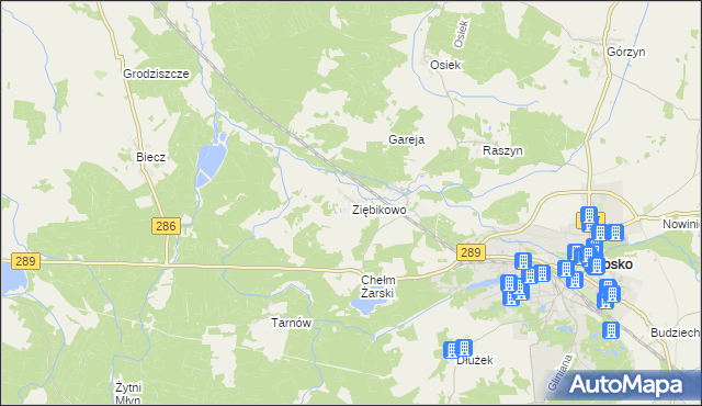 mapa Ziębikowo, Ziębikowo na mapie Targeo