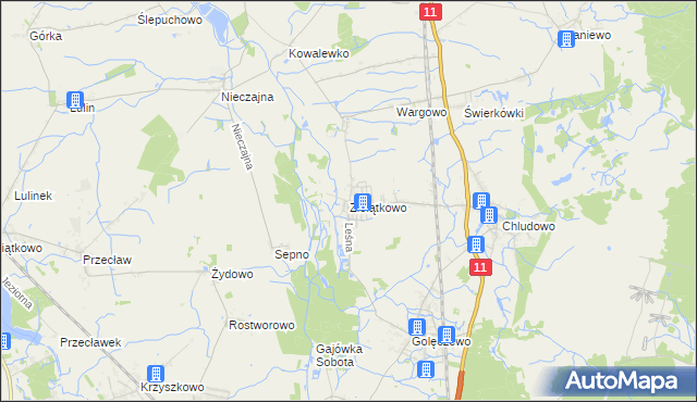mapa Zielątkowo gmina Suchy Las, Zielątkowo gmina Suchy Las na mapie Targeo