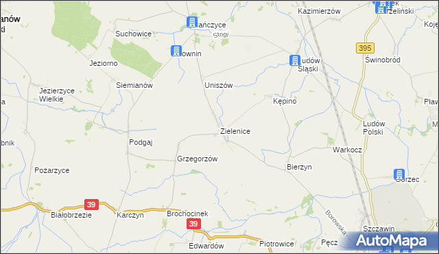mapa Zielenice gmina Borów, Zielenice gmina Borów na mapie Targeo