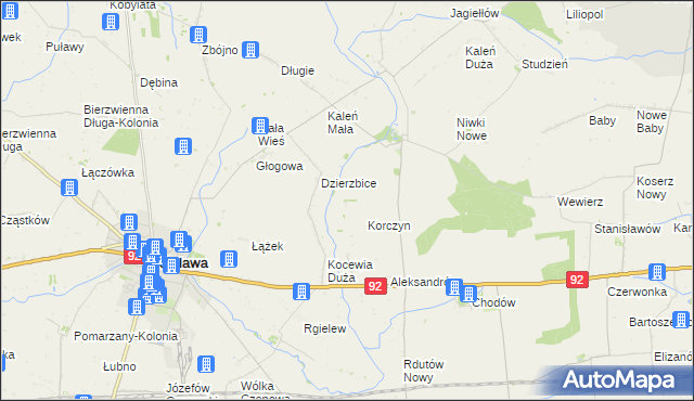 mapa Zieleniec gmina Chodów, Zieleniec gmina Chodów na mapie Targeo