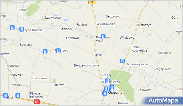 mapa Zielińsk, Zielińsk na mapie Targeo