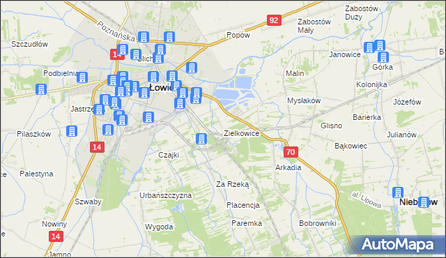 mapa Zielkowice, Zielkowice na mapie Targeo