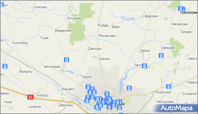 mapa Zielniki, Zielniki na mapie Targeo