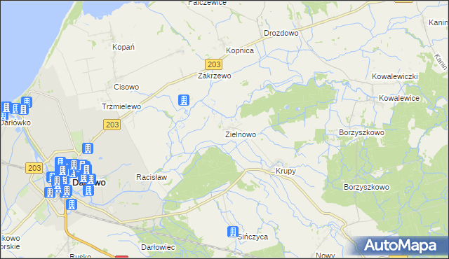 mapa Zielnowo gmina Darłowo, Zielnowo gmina Darłowo na mapie Targeo