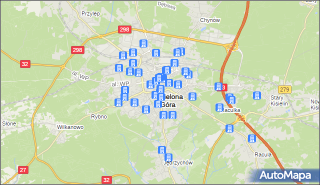 mapa Zielona Góra, Zielona Góra na mapie Targeo