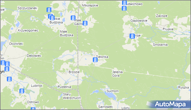 mapa Zielonka gmina Cekcyn, Zielonka gmina Cekcyn na mapie Targeo