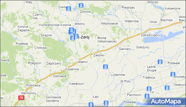 mapa Zielonki gmina Solec-Zdrój, Zielonki gmina Solec-Zdrój na mapie Targeo