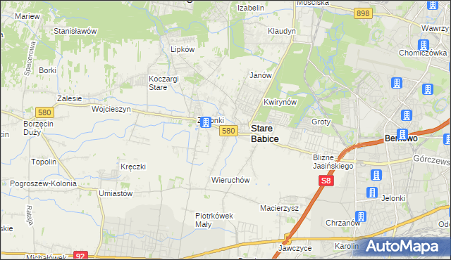 mapa Zielonki-Parcela, Zielonki-Parcela na mapie Targeo