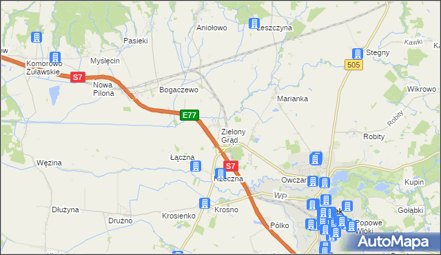 mapa Zielony Grąd, Zielony Grąd na mapie Targeo
