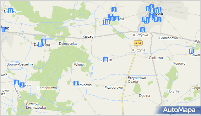 mapa Ziemlin, Ziemlin na mapie Targeo