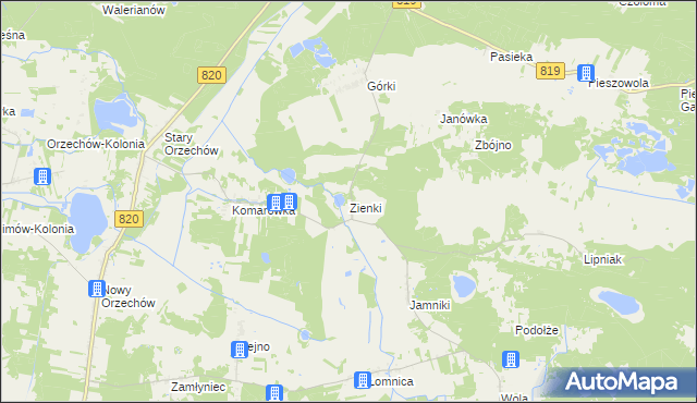 mapa Zienki, Zienki na mapie Targeo