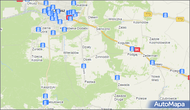 mapa Zimnodół, Zimnodół na mapie Targeo