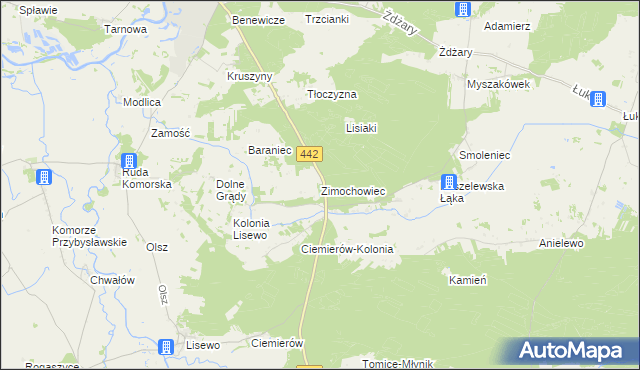 mapa Zimochowiec, Zimochowiec na mapie Targeo