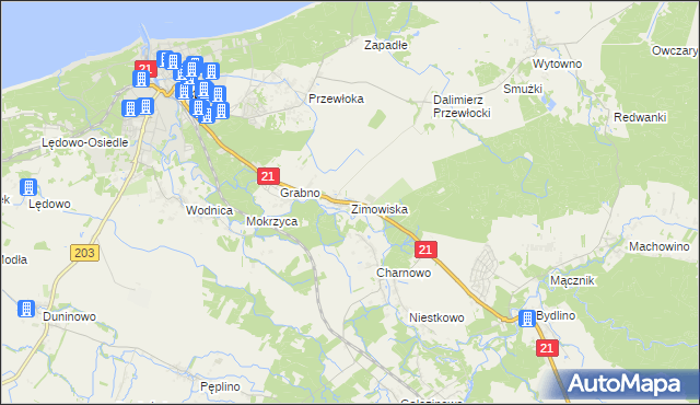 mapa Zimowiska, Zimowiska na mapie Targeo