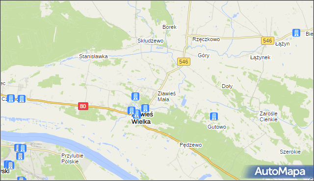 mapa Zławieś Mała, Zławieś Mała na mapie Targeo