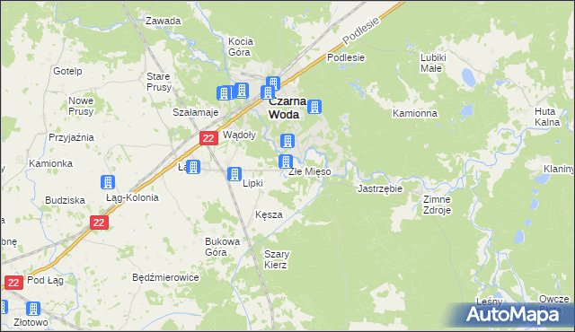 mapa Złe Mięso, Złe Mięso na mapie Targeo