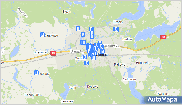 mapa Złocieniec, Złocieniec na mapie Targeo