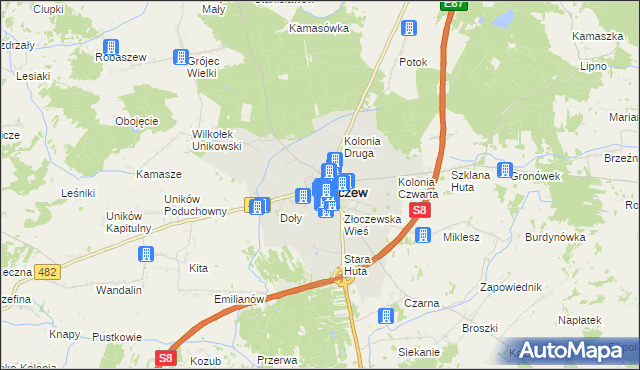 mapa Złoczew, Złoczew na mapie Targeo