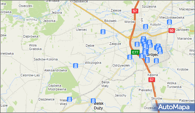 mapa Złota Góra gmina Belsk Duży, Złota Góra gmina Belsk Duży na mapie Targeo