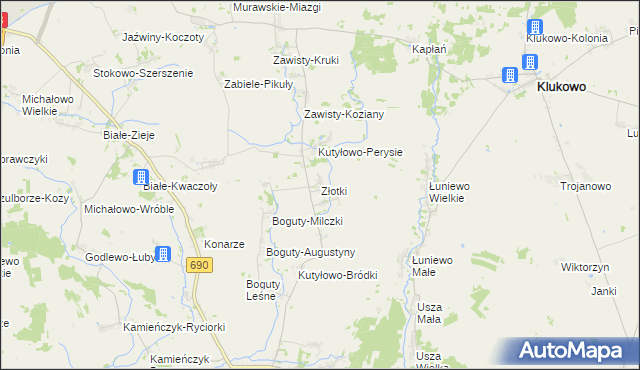 mapa Złotki gmina Boguty-Pianki, Złotki gmina Boguty-Pianki na mapie Targeo