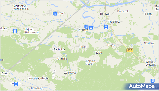 mapa Złotki gmina Sadowne, Złotki gmina Sadowne na mapie Targeo