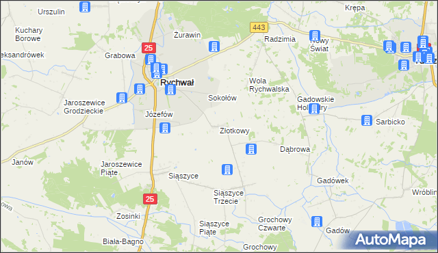 mapa Złotkowy, Złotkowy na mapie Targeo