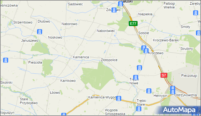 mapa Złotopolice, Złotopolice na mapie Targeo