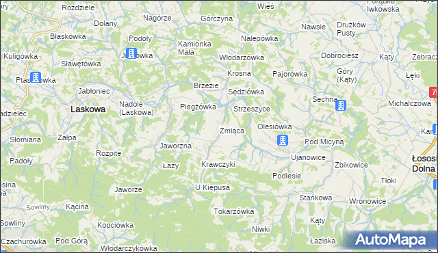 mapa Żmiąca, Żmiąca na mapie Targeo