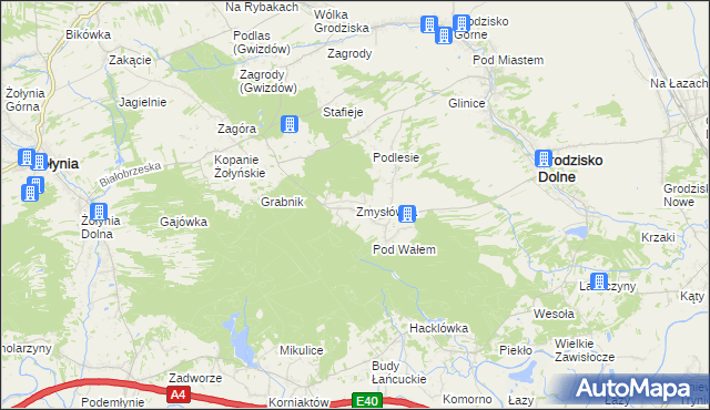 mapa Zmysłówka gmina Grodzisko Dolne, Zmysłówka gmina Grodzisko Dolne na mapie Targeo