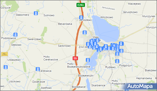 mapa Żnin-Wieś, Żnin-Wieś na mapie Targeo