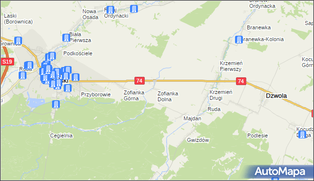 mapa Zofianka Dolna, Zofianka Dolna na mapie Targeo