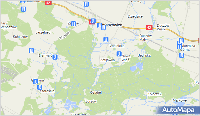 mapa Zofijówka gmina Domaszowice, Zofijówka gmina Domaszowice na mapie Targeo