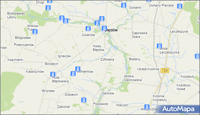 mapa Zofiówka gmina Błędów, Zofiówka gmina Błędów na mapie Targeo