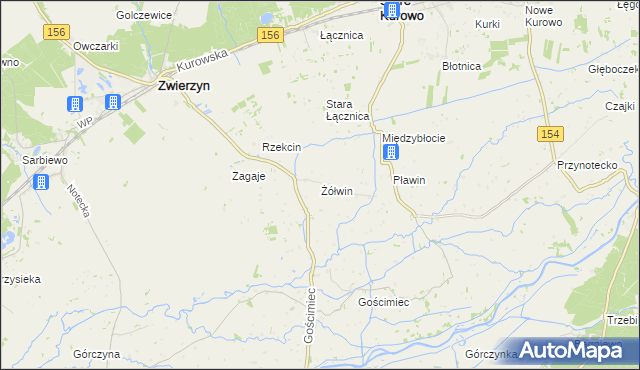 mapa Żółwin gmina Zwierzyn, Żółwin gmina Zwierzyn na mapie Targeo