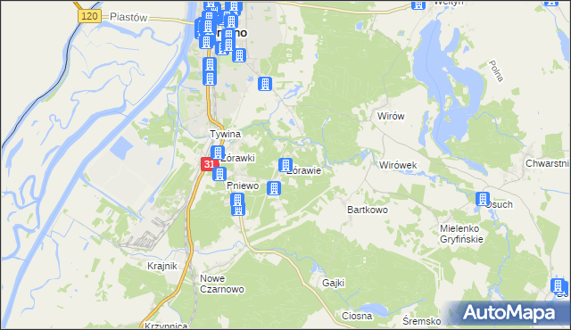 mapa Żórawie, Żórawie na mapie Targeo