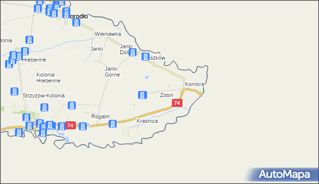 mapa Zosin gmina Horodło, Zosin gmina Horodło na mapie Targeo