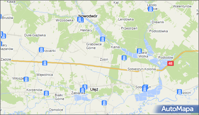 mapa Zosin gmina Ułęż, Zosin gmina Ułęż na mapie Targeo