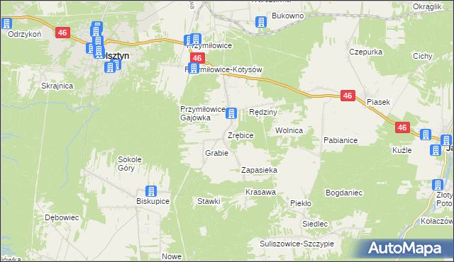 mapa Zrębice, Zrębice na mapie Targeo