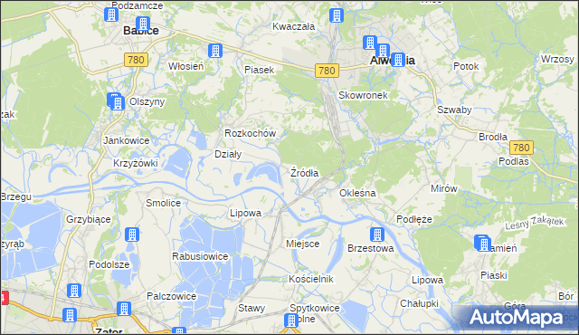 mapa Źródła gmina Alwernia, Źródła gmina Alwernia na mapie Targeo