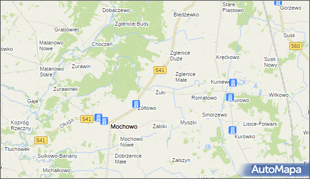 mapa Żuki gmina Mochowo, Żuki gmina Mochowo na mapie Targeo