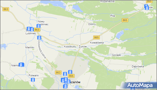 mapa Żuków gmina Cieszanów, Żuków gmina Cieszanów na mapie Targeo