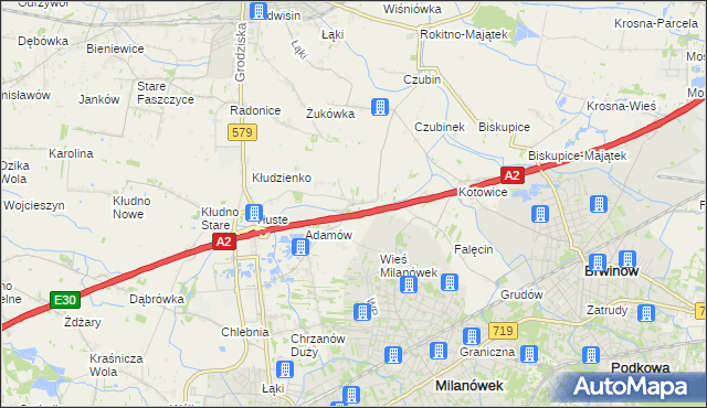 mapa Żuków gmina Grodzisk Mazowiecki, Żuków gmina Grodzisk Mazowiecki na mapie Targeo