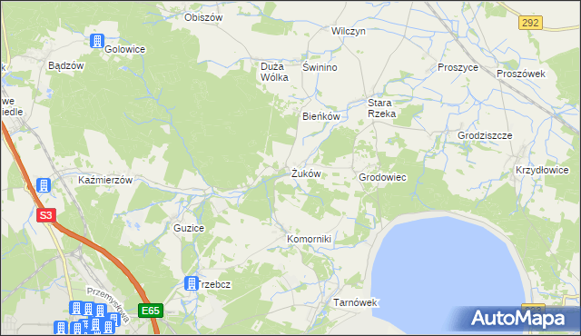 mapa Żuków gmina Polkowice, Żuków gmina Polkowice na mapie Targeo